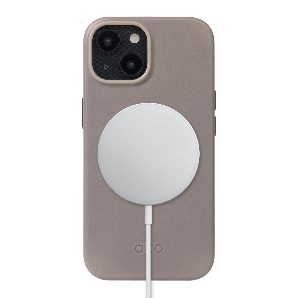 iPhone 15 - Clop 磁吸皮革手機殼 - 礫石灰