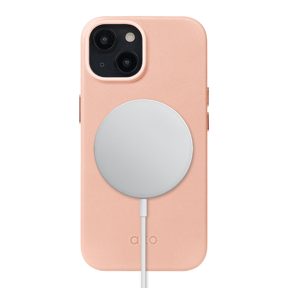 iPhone 15 - Clop 磁吸皮革手機殼 - 迷霧粉
