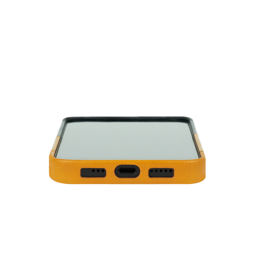 惜福品 - iPhone 14/iPhone 16e - Metro 插卡皮革手機殼 - 焦糖棕/渡鴉黑