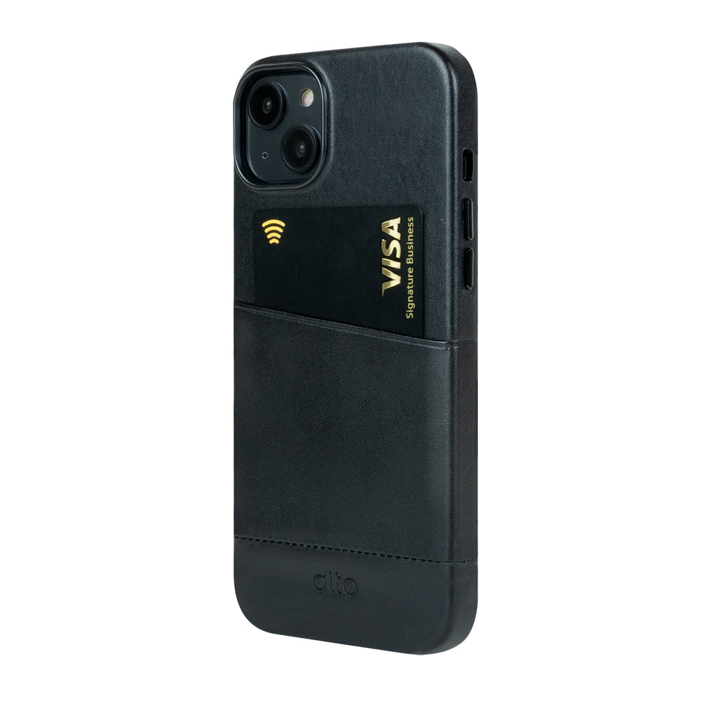 iPhone 14 Plus - Metro 插卡皮革手機殼 - 渡鴉黑