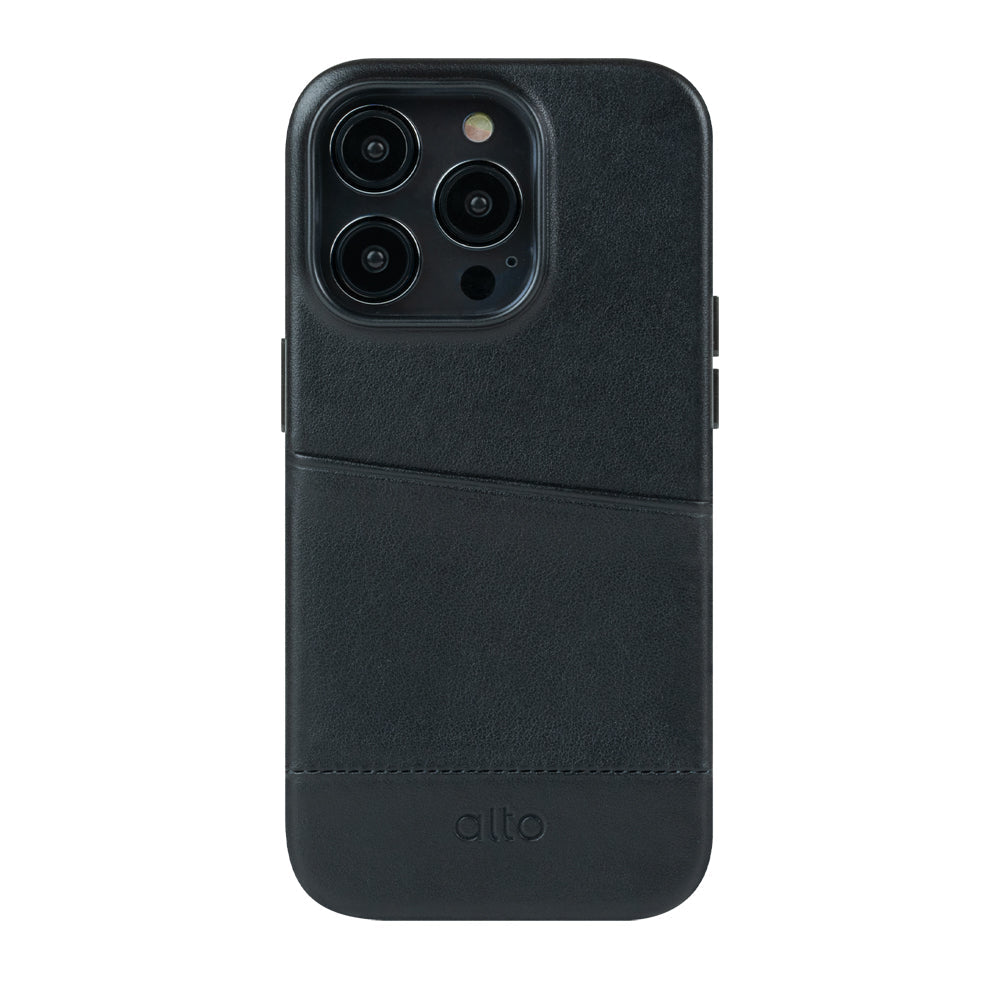 iPhone 14 Pro - Metro 插卡皮革手機殼 - 渡鴉黑