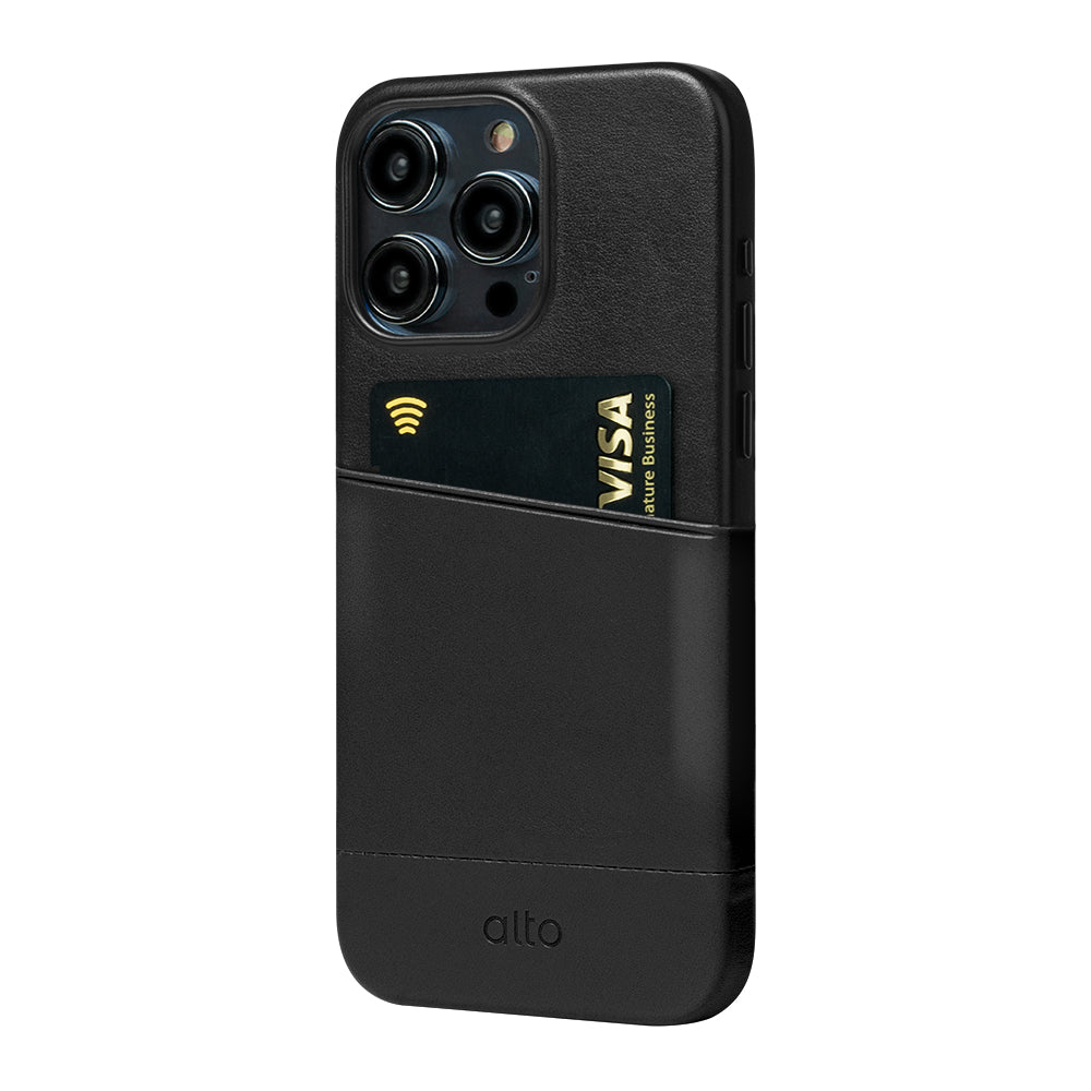 iPhone 15 Pro Max - Metro 插卡式皮革手機殼 - 渡鴉黑
