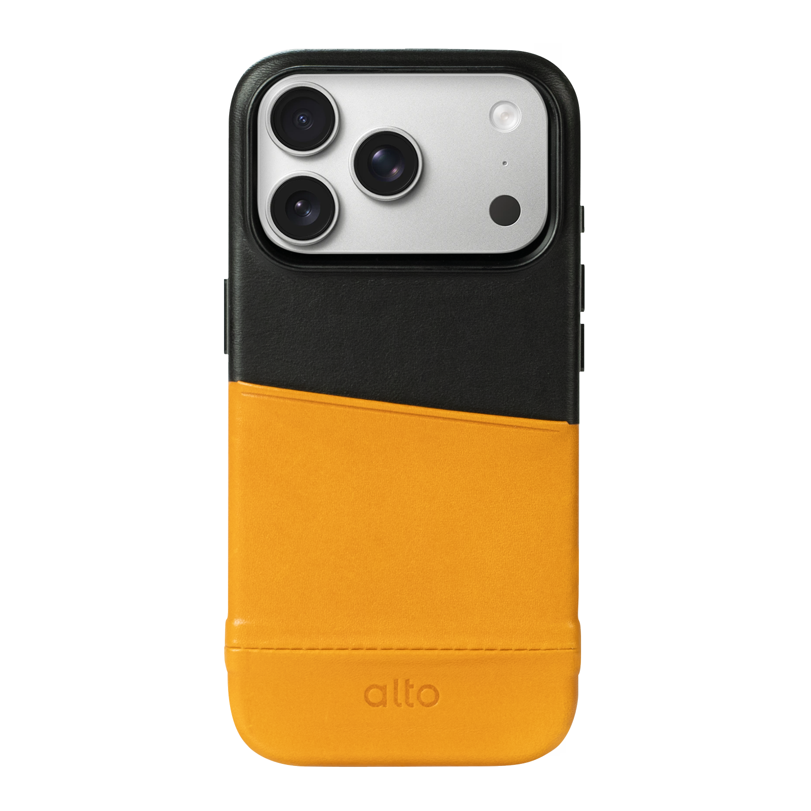 iPhone 17 Pro - Metro 插卡式皮革手機殼 - 焦糖棕/渡鴉黑