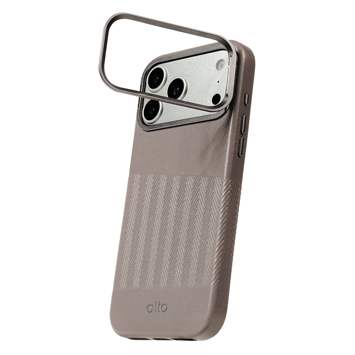 iPhone 18 Pro Max/17 Pro Max - Herring 磁吸支架皮革手機殼 - 礫石灰