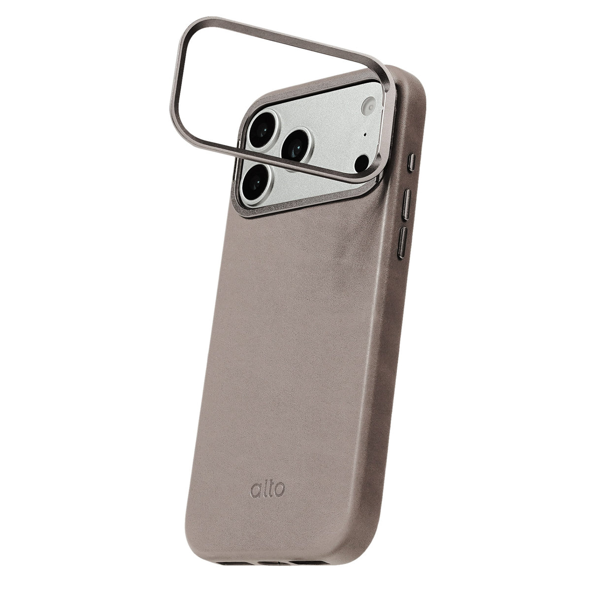 iPhone 18 Pro Max/17 Pro Max - Uplop 磁吸支架皮革手機殼 - 礫石灰