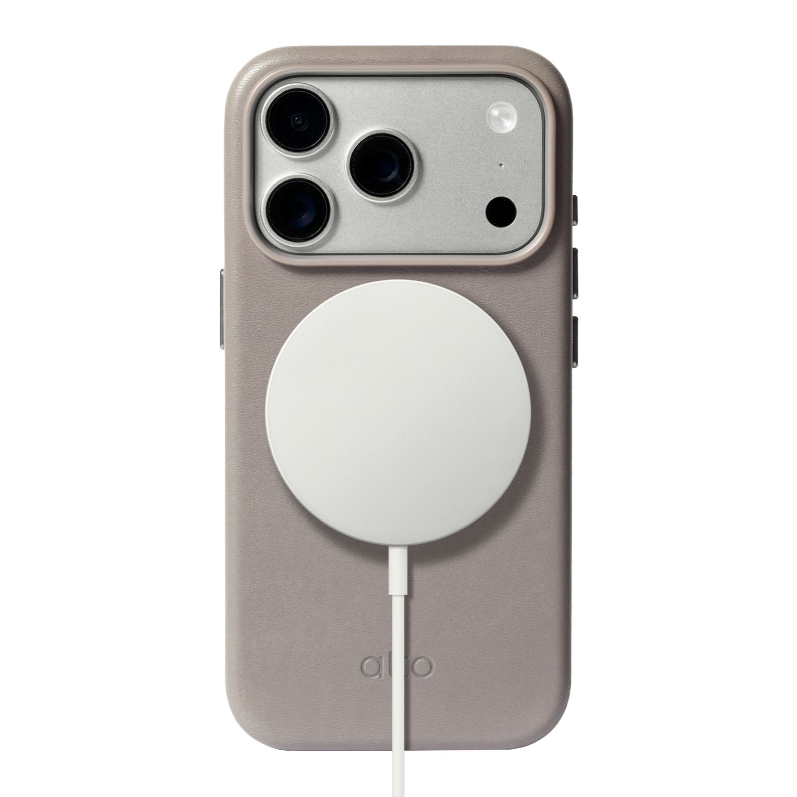 iPhone 18 Pro - Clop 磁吸皮革手機殼 - 礫石灰