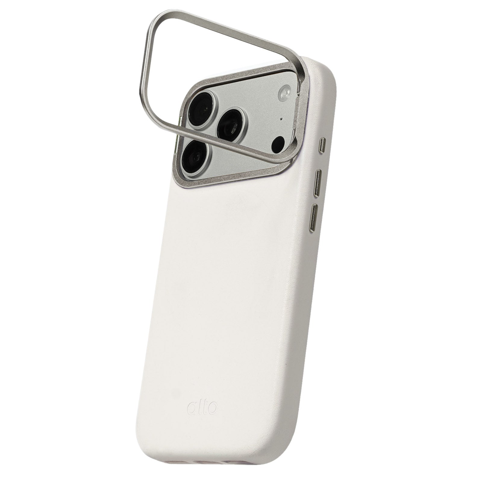 iPhone 18 Pro/17 Pro - Uplop 磁吸支架皮革手機殼 - 霜月白