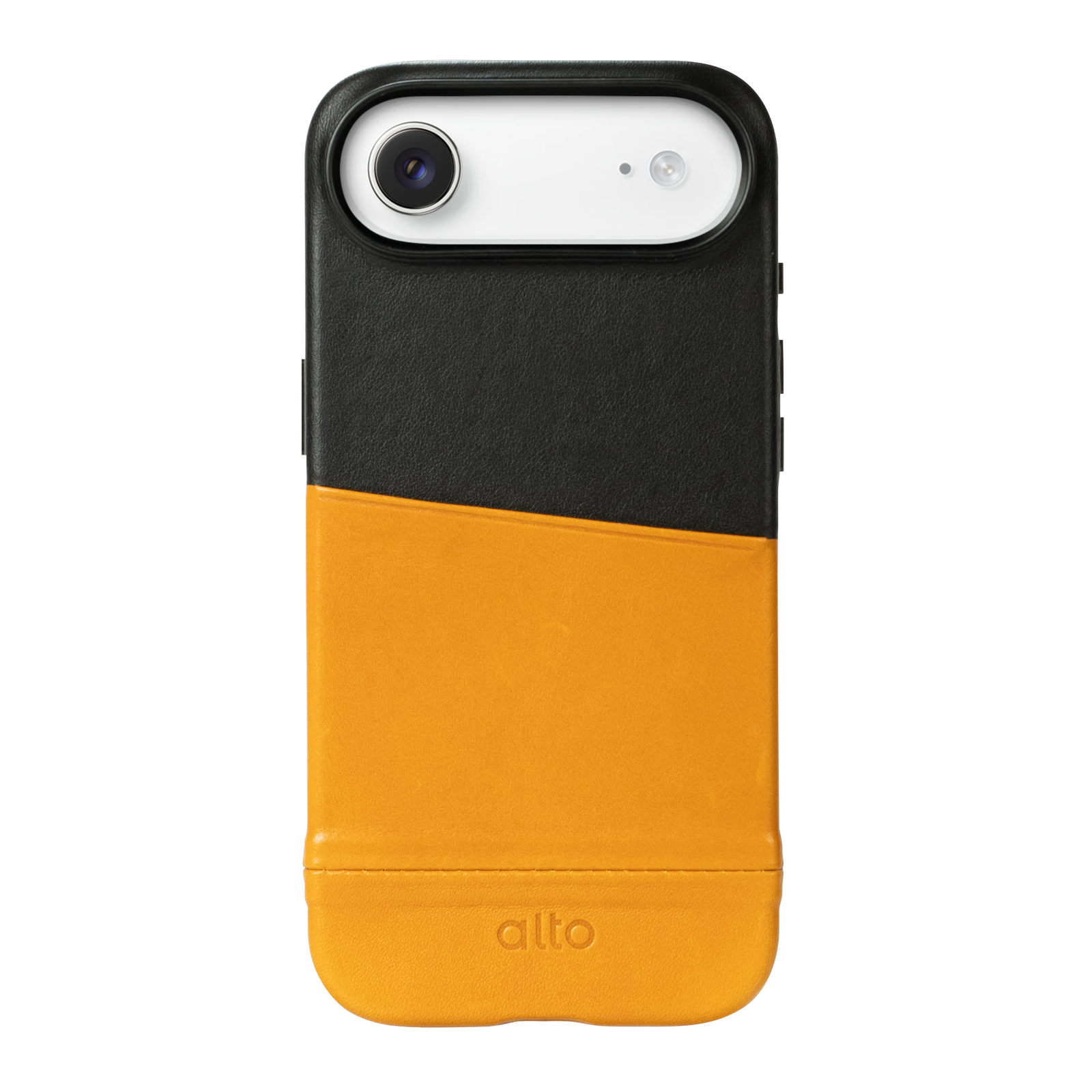 iPhone Air - Metro 插卡式皮革手機殼 - 焦糖棕/渡鴉黑