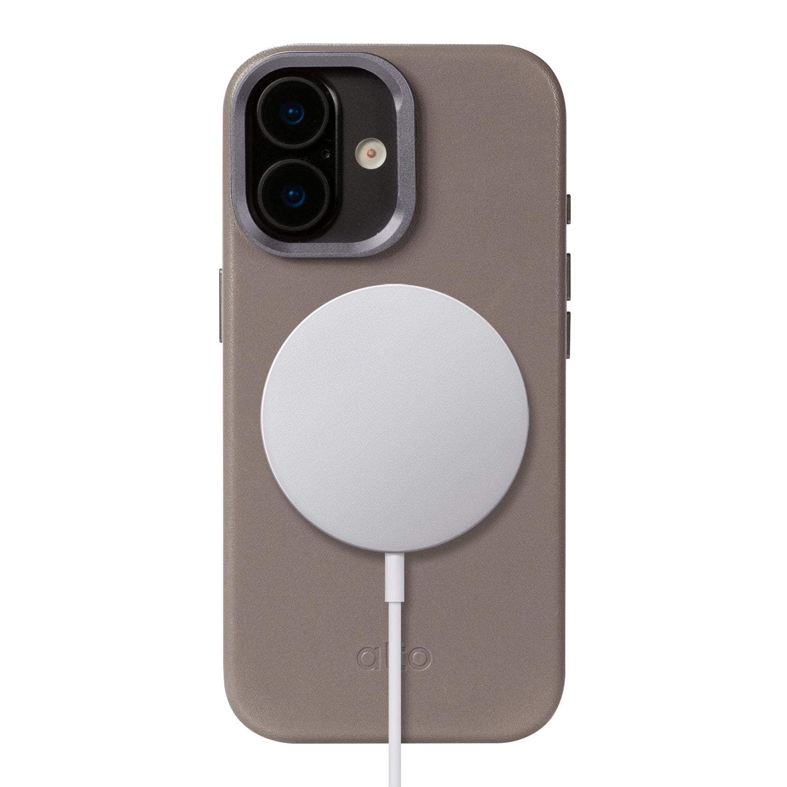iPhone 17 - Uplop 磁吸支架皮革手機殼 - 礫石灰