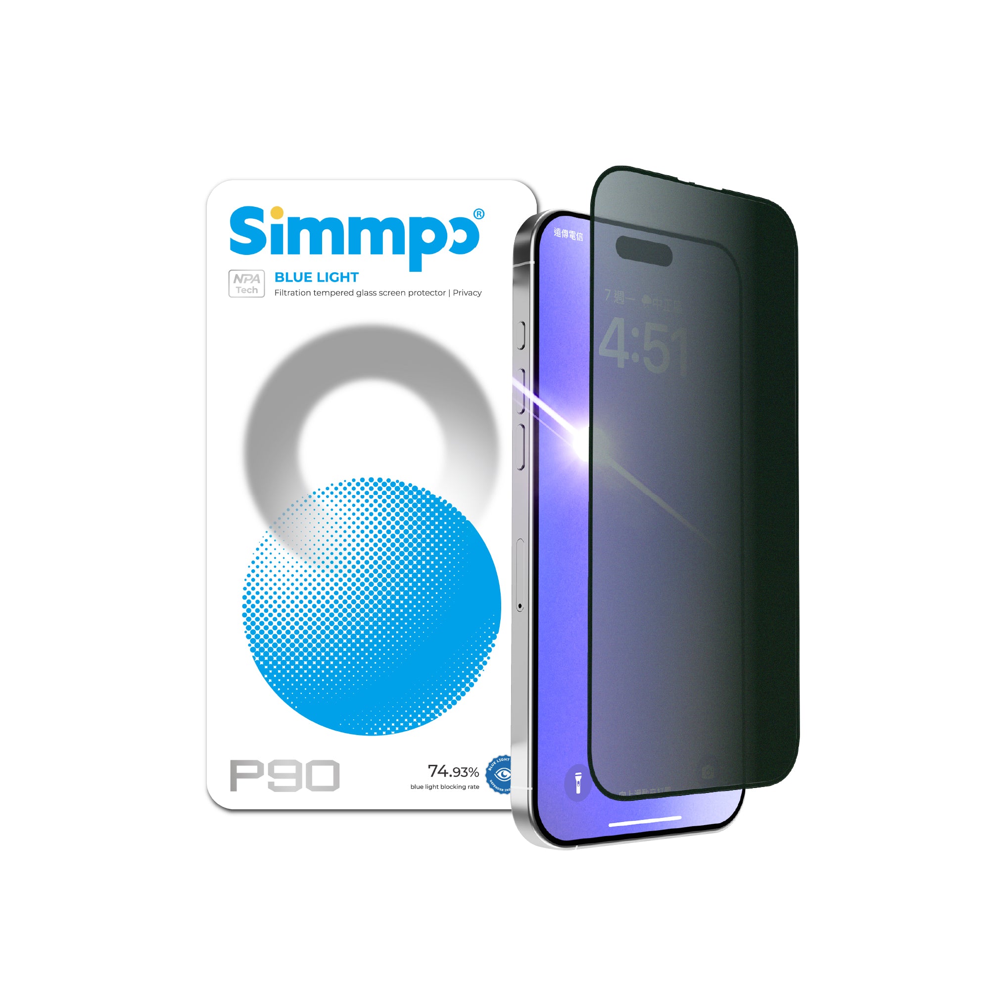 Simmpo® 次世代-防窺抗藍光護眼保護貼 + 對位框