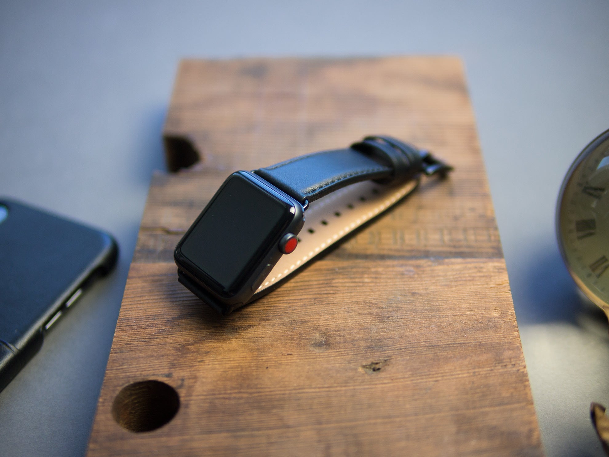 惜福品 - Apple Watch 皮革錶帶 - 44-49mm - 渡鴉黑