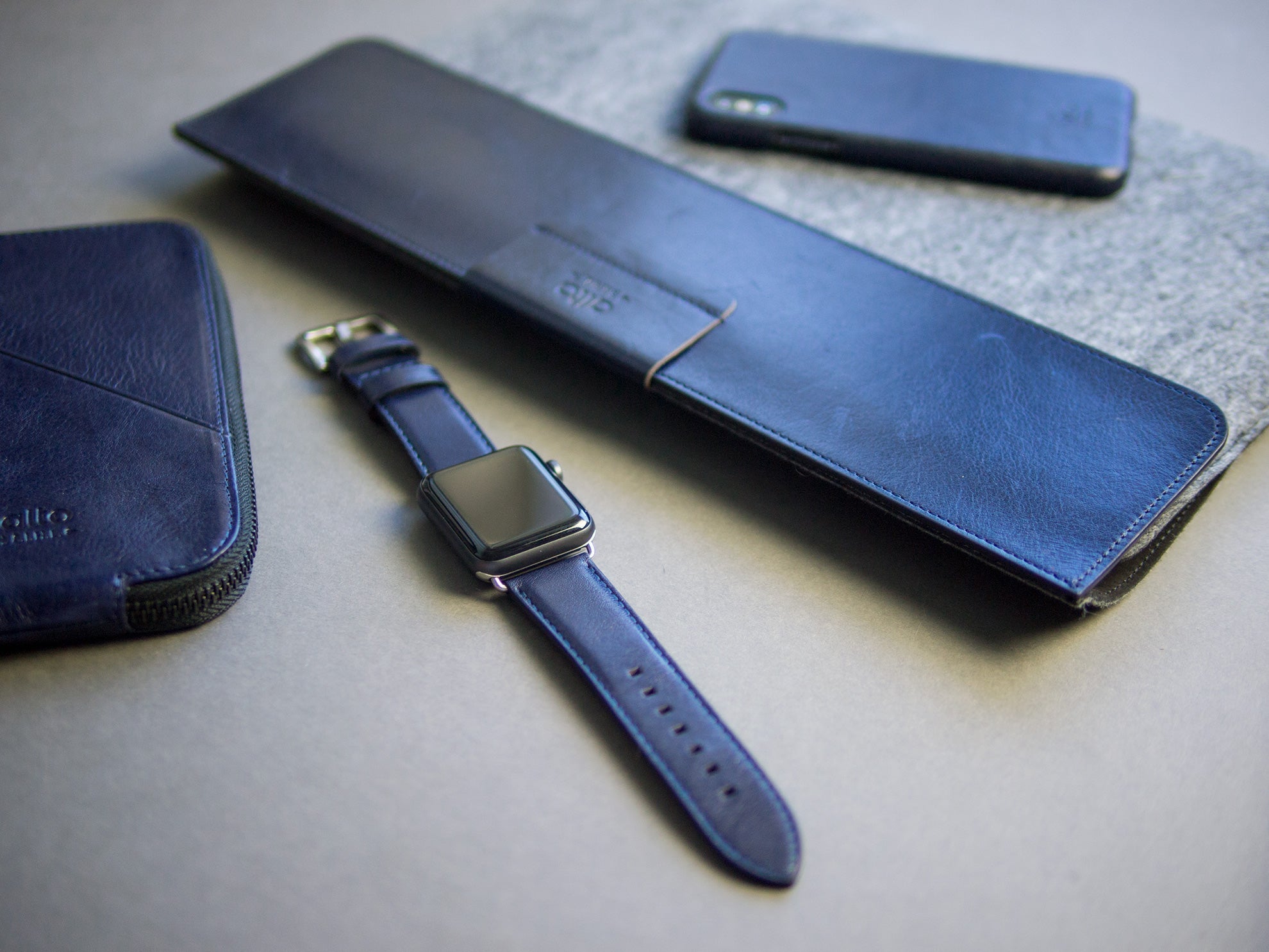 惜福品 - Apple Watch 皮革錶帶 - 44-49mm - 海軍藍
