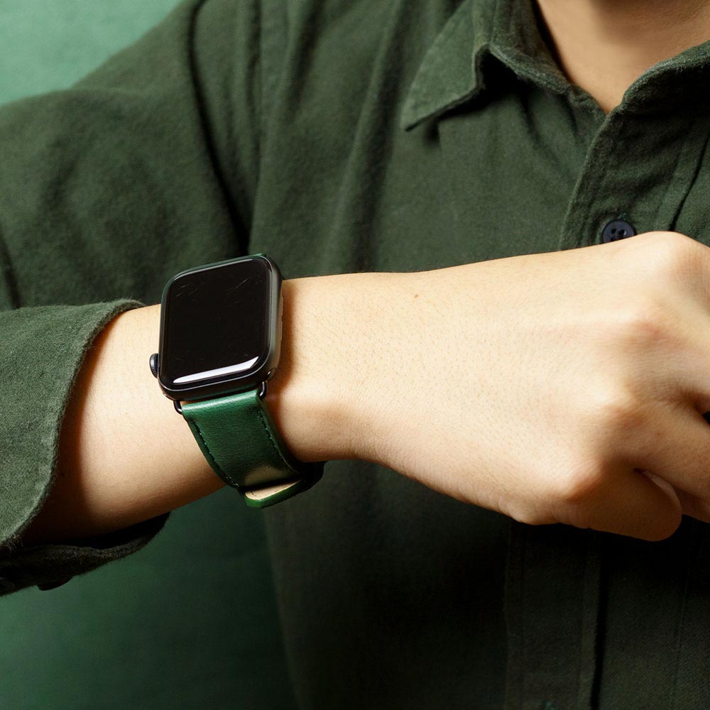 惜福品 - Apple Watch 皮革錶帶 - 44-49mm - 森林綠