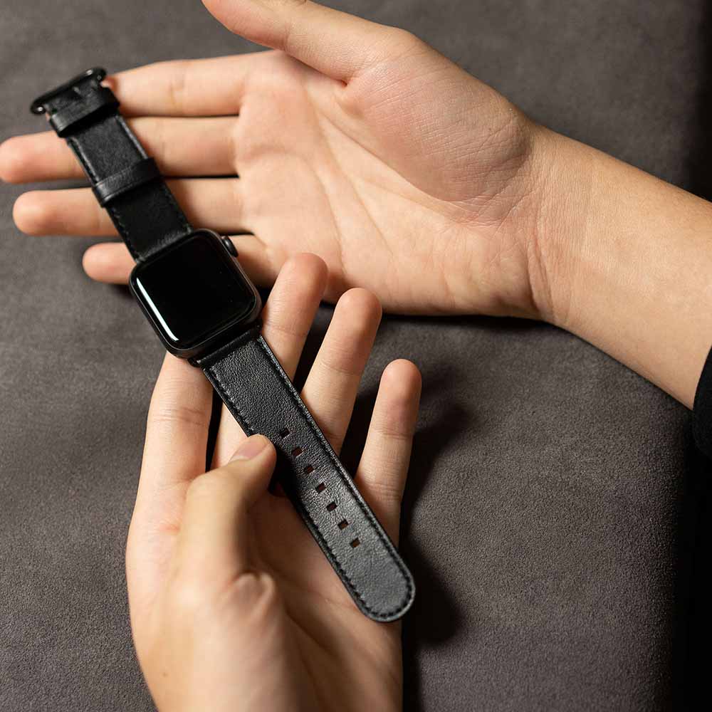 惜福品 - Apple Watch 皮革錶帶 - 38-42mm - 渡鴉黑