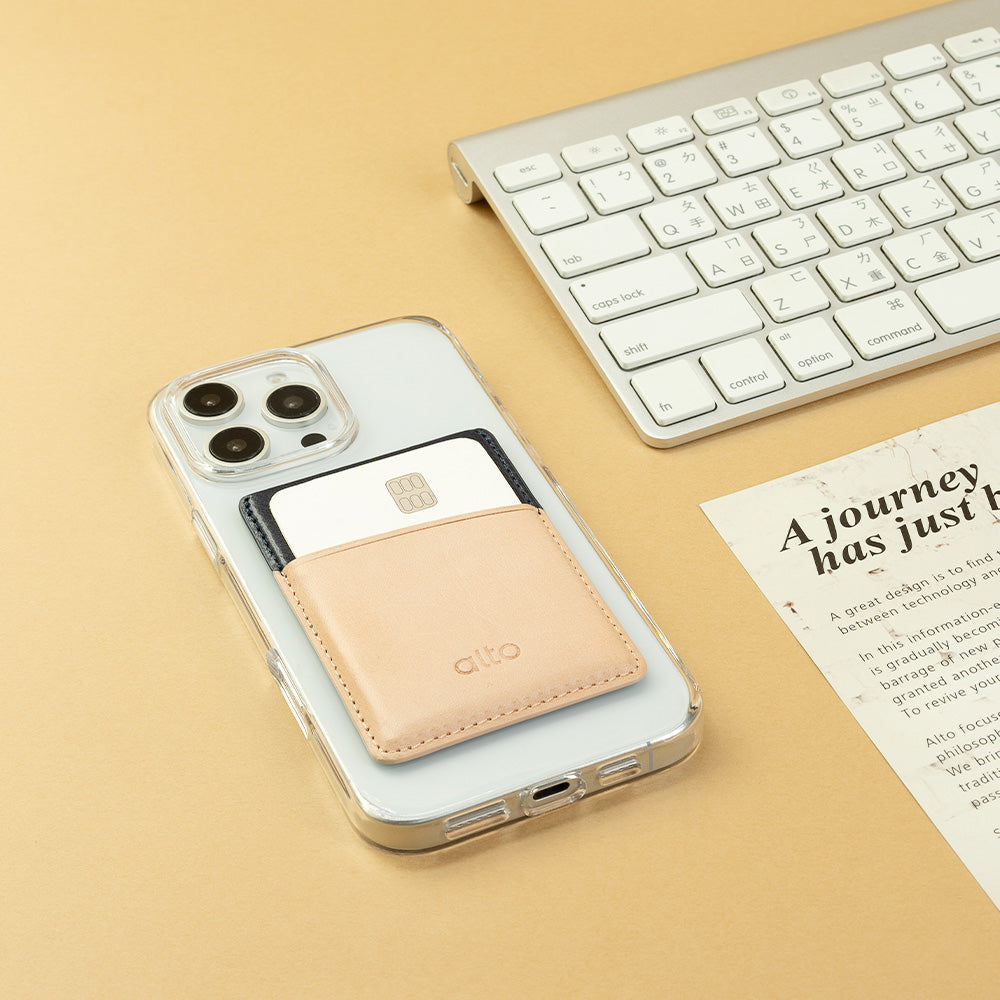 惜福品 - iPhone 磁吸皮革卡套 - 海軍藍/本色