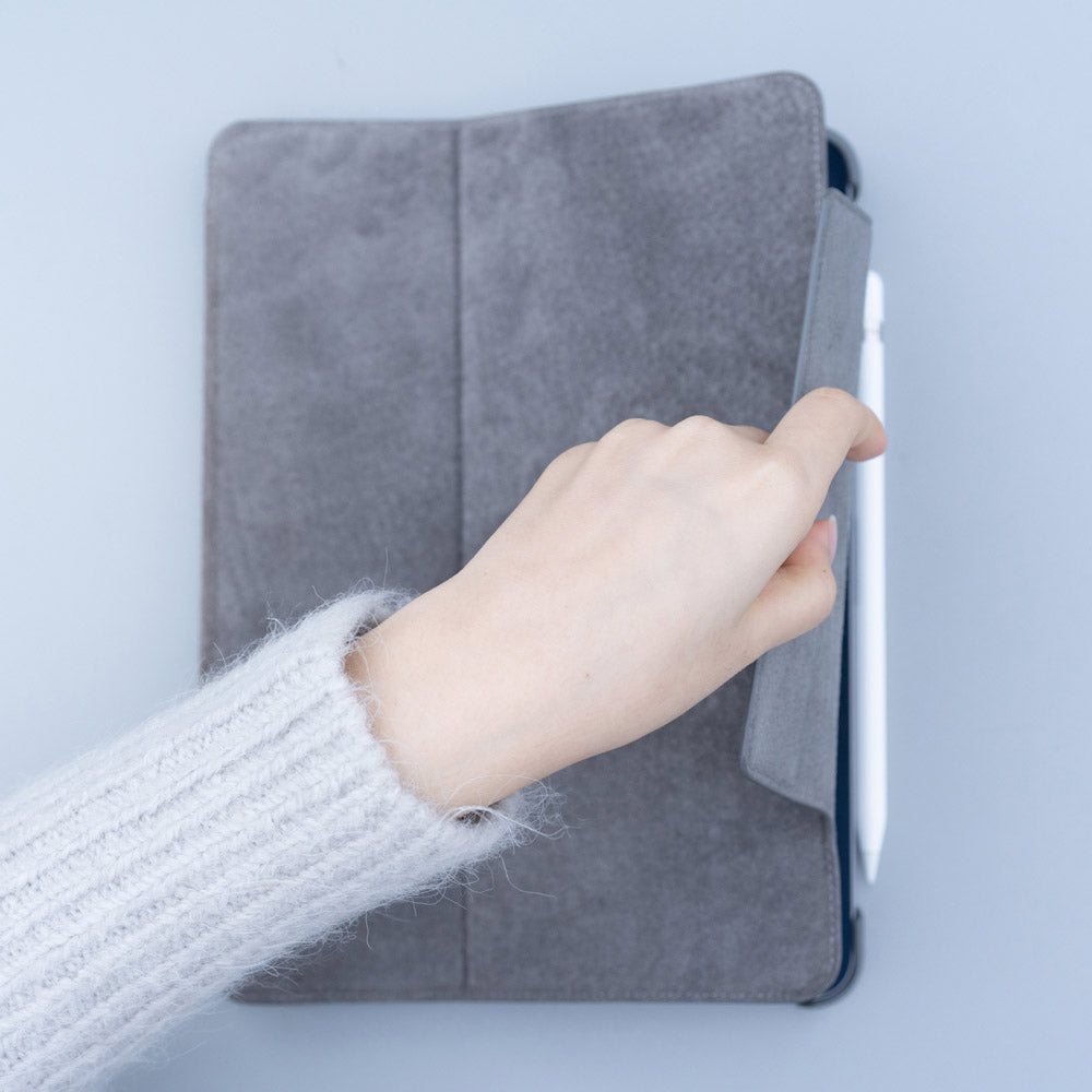 iPad Air / Pro 11＂ 書本式皮革保護套 - 礫石灰