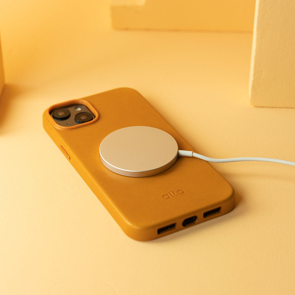 惜福品 - iPhone 14 Plus/iPhone 15 Plus - Clop 磁吸皮革手機殼 - 焦糖棕