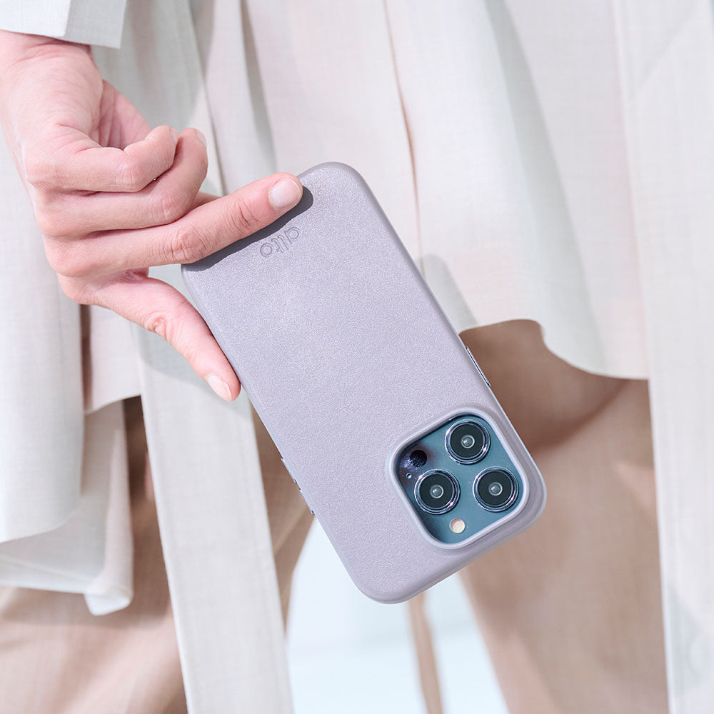 惜福品 - iPhone 14 Plus/iPhone 15 Plus - Original 經典皮革手機殼 - 礫石灰