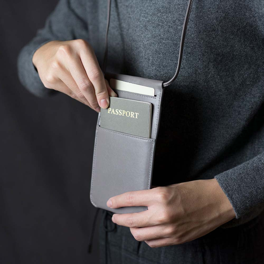 惜福品 - 皮革輕便手機隨身包 - 礫石灰