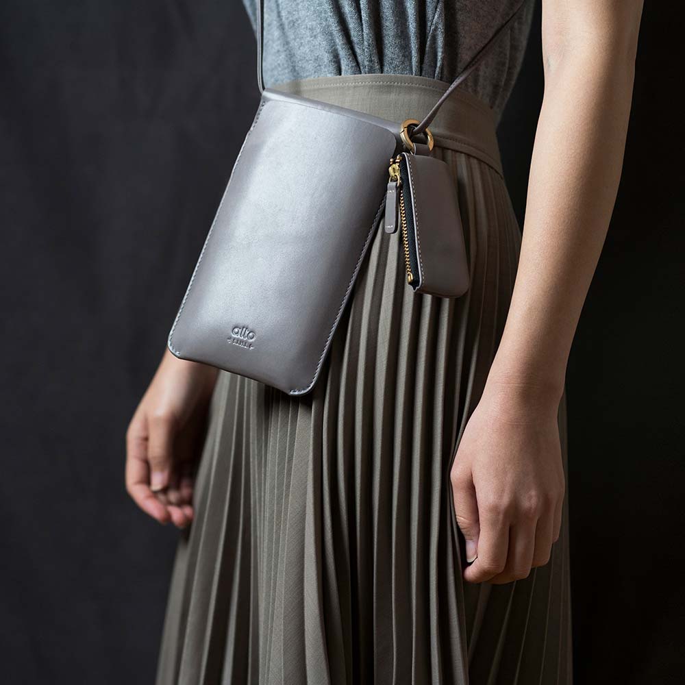 惜福品 - 皮革輕便手機隨身包 - 礫石灰