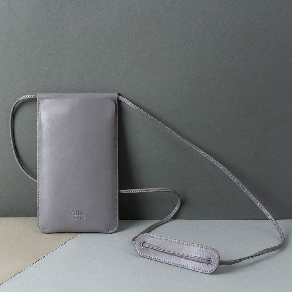 惜福品 - 皮革輕便手機隨身包 - 礫石灰