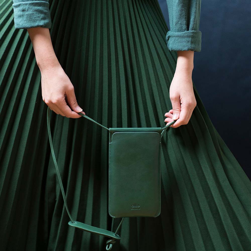 惜福品 - 皮革輕便手機隨身包 - 森林綠