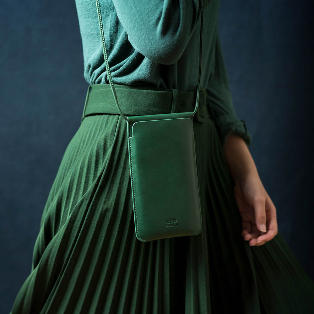 惜福品 - 皮革輕便手機隨身包 - 森林綠