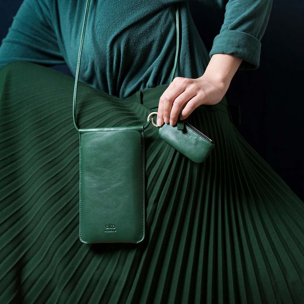 惜福品 - 皮革輕便手機隨身包 - 森林綠