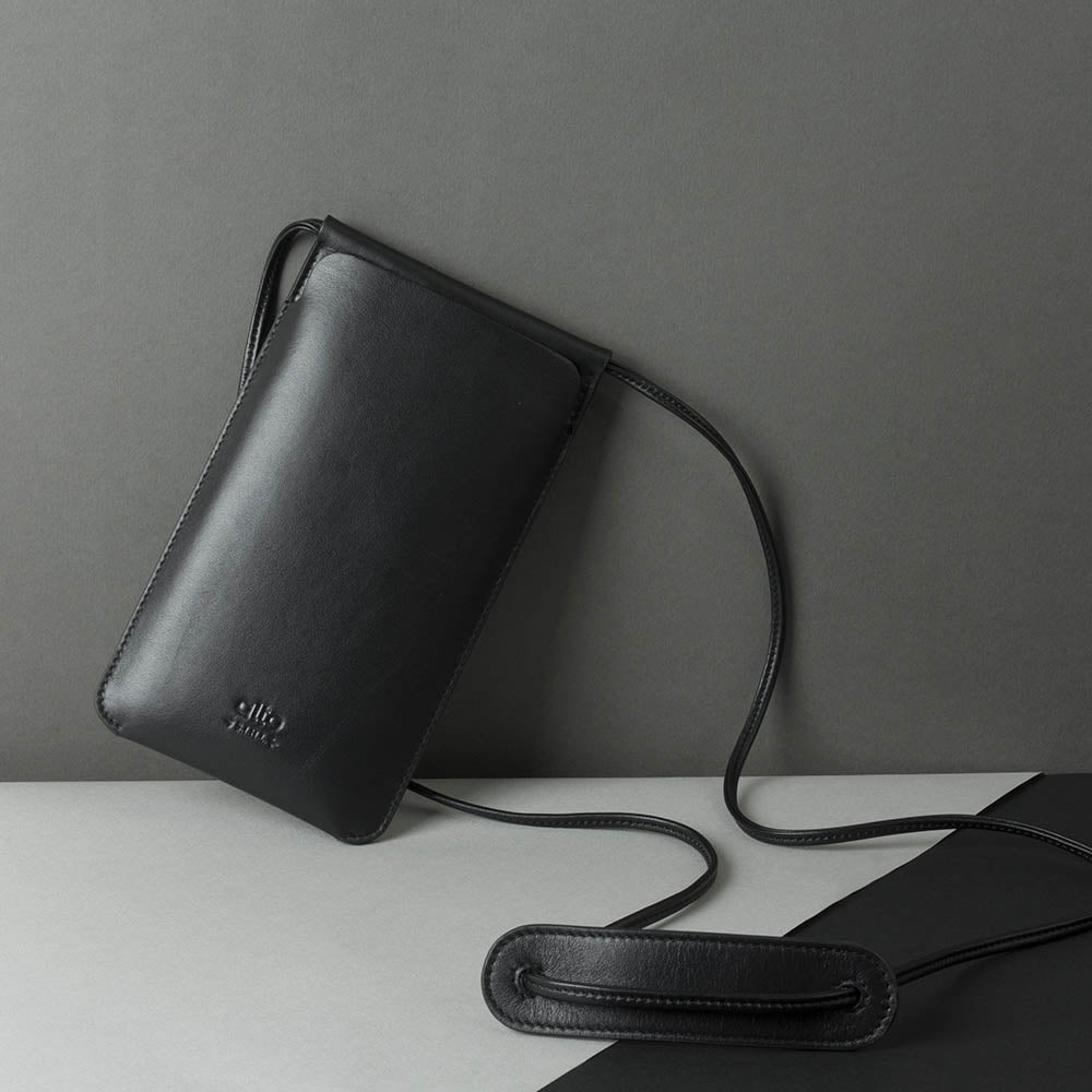 惜福品 - 皮革輕便手機隨身包 - 渡鴉黑