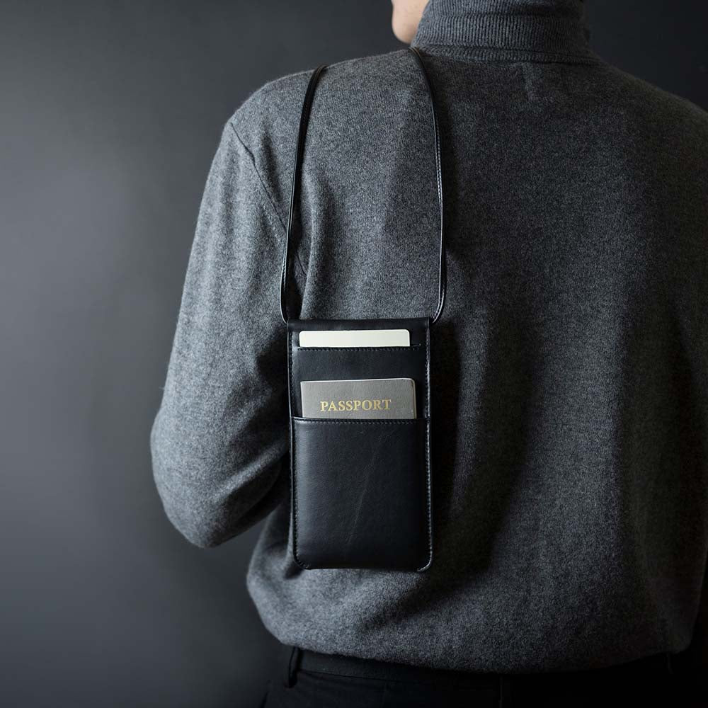 惜福品 - 皮革輕便手機隨身包 - 渡鴉黑