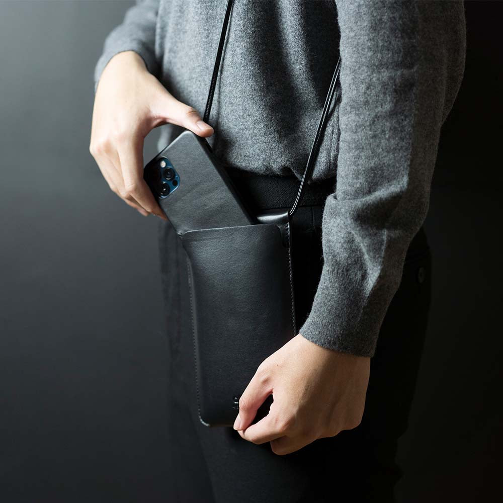 惜福品 - 皮革輕便手機隨身包 - 渡鴉黑