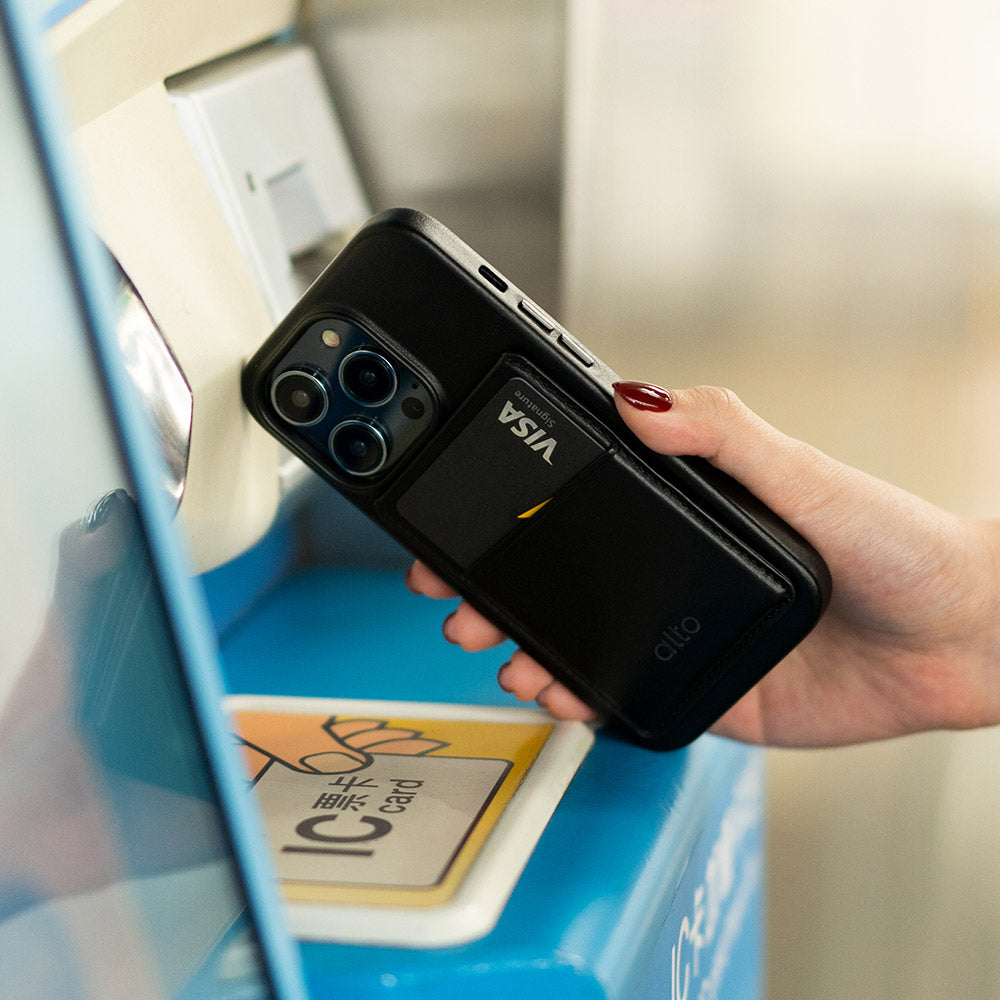 惜福品 - iPhone 磁吸皮革卡套 - 渡鴉黑