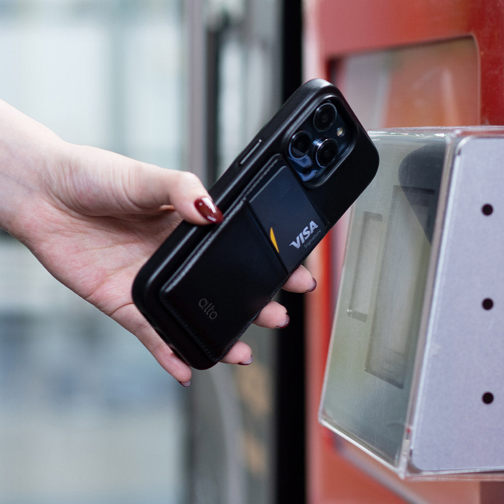 惜福品 - iPhone 磁吸皮革卡套 - 渡鴉黑