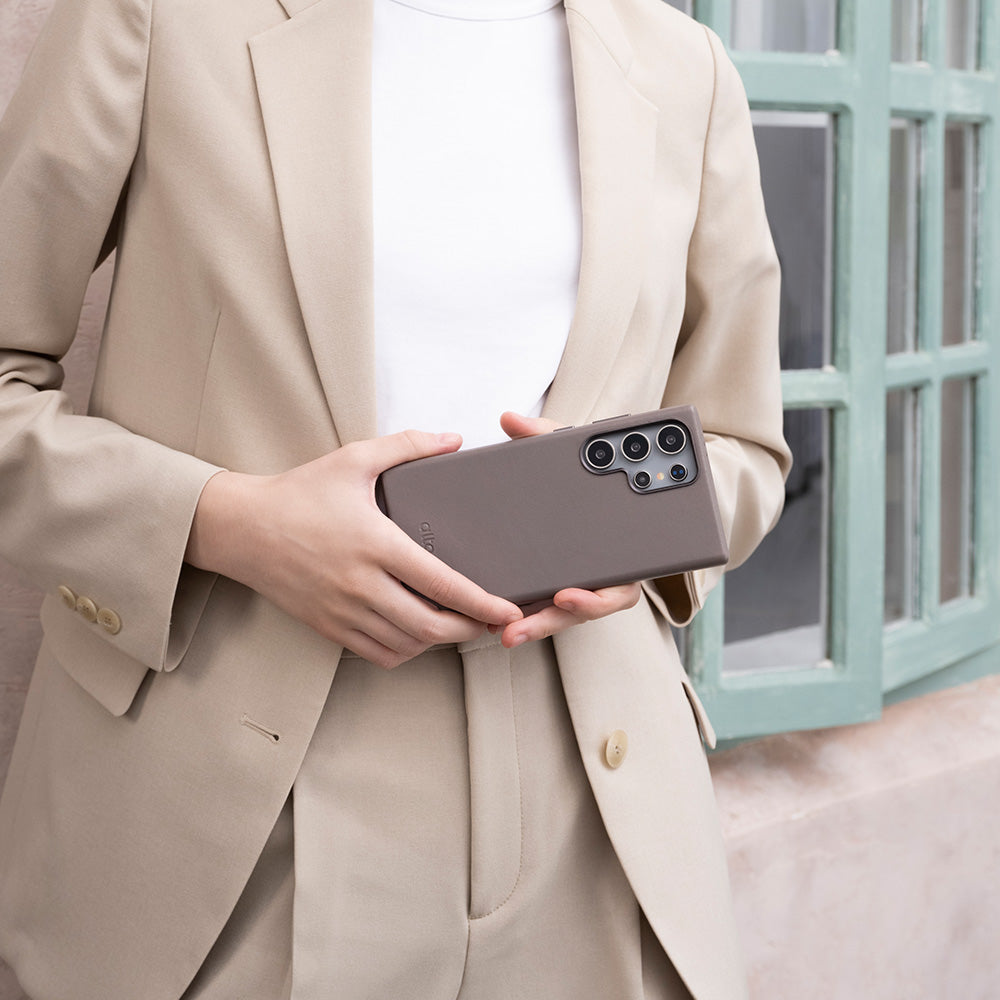 惜福品 - Samsung Galaxy S24 Ultra Clop 磁吸皮革手機殼 - 礫石灰