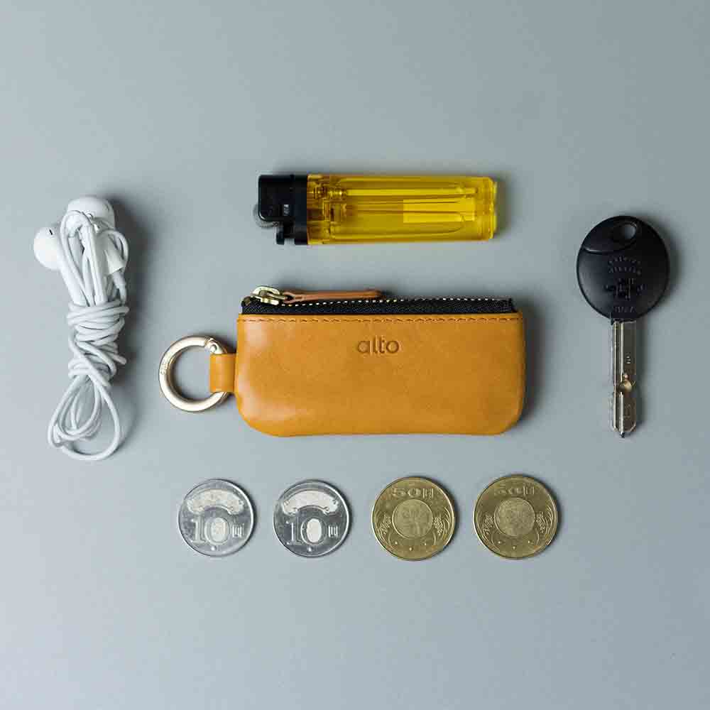 惜福品 - 皮革鑰匙環零錢包 - 焦糖棕