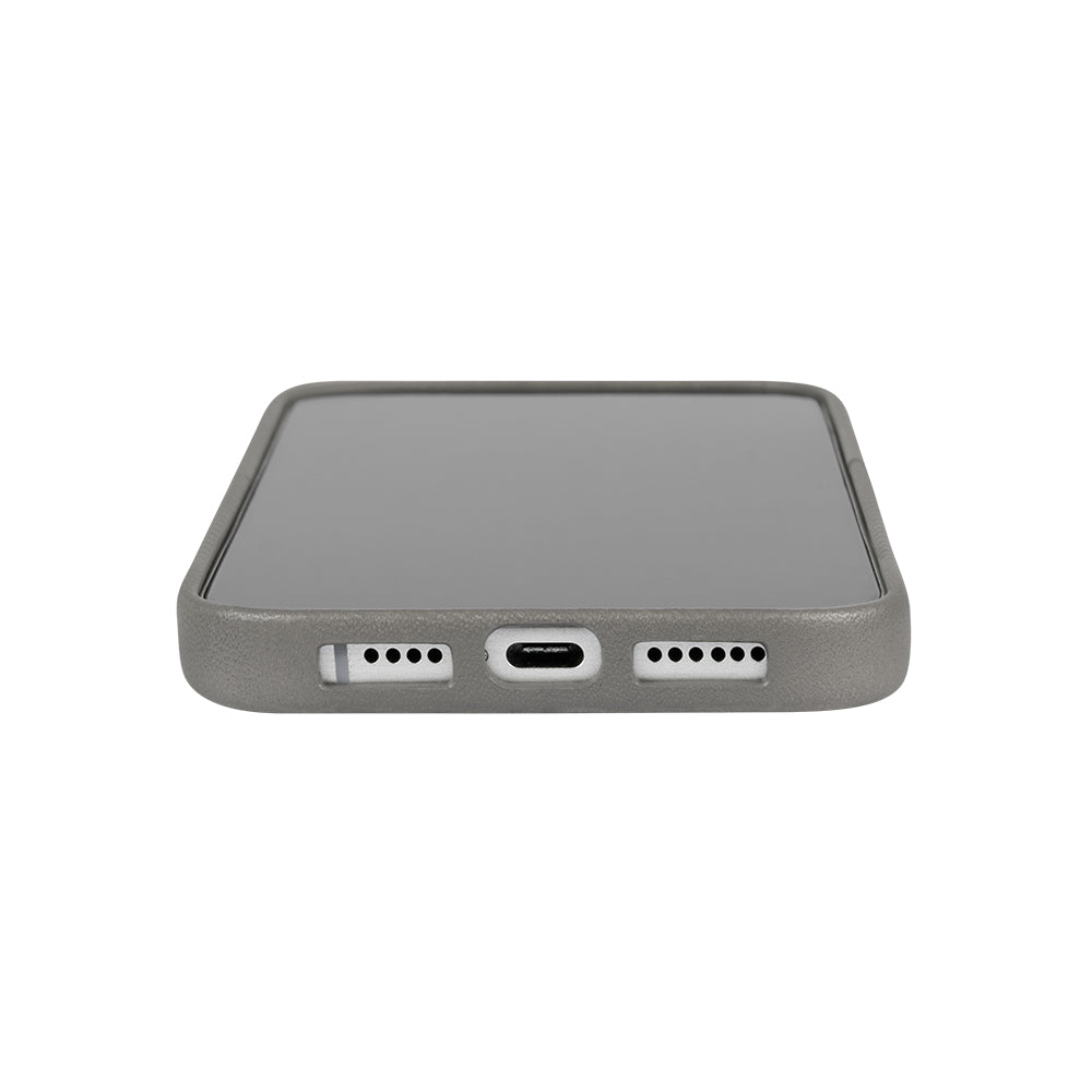 惜福品 - iPhone 16 Plus - Herring 磁吸壓紋皮革手機殼 - 礫石灰