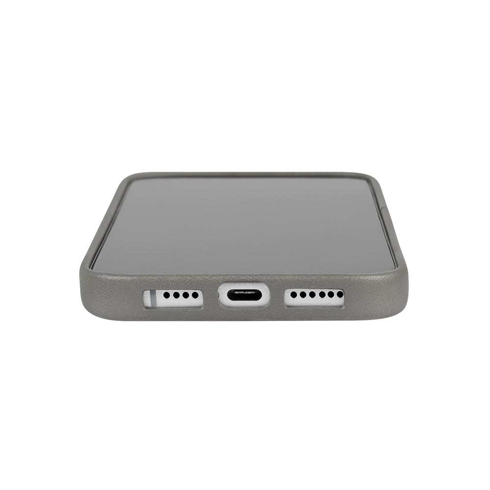 惜福品 - iPhone 16 Pro Max - Herring 磁吸壓紋皮革手機殼 - 礫石灰