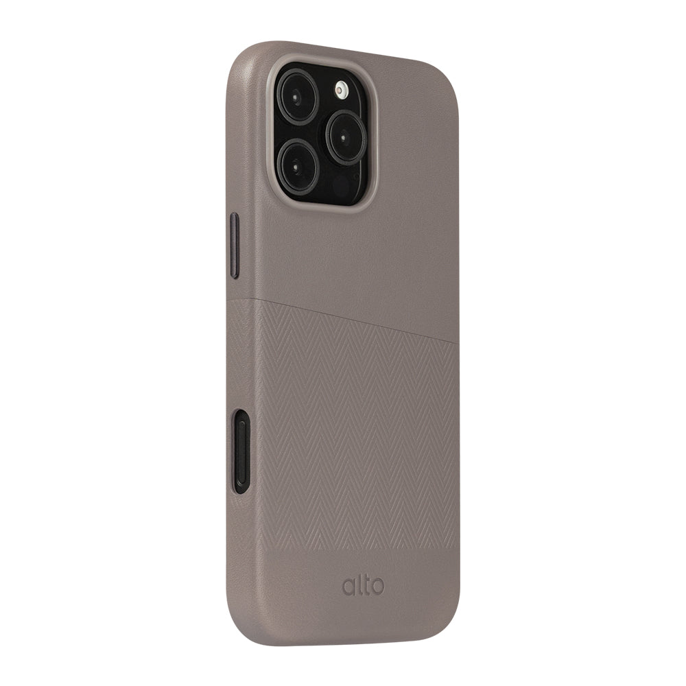 iPhone 16 Pro Max - Herring 磁吸壓紋皮革手機殼 - 礫石灰