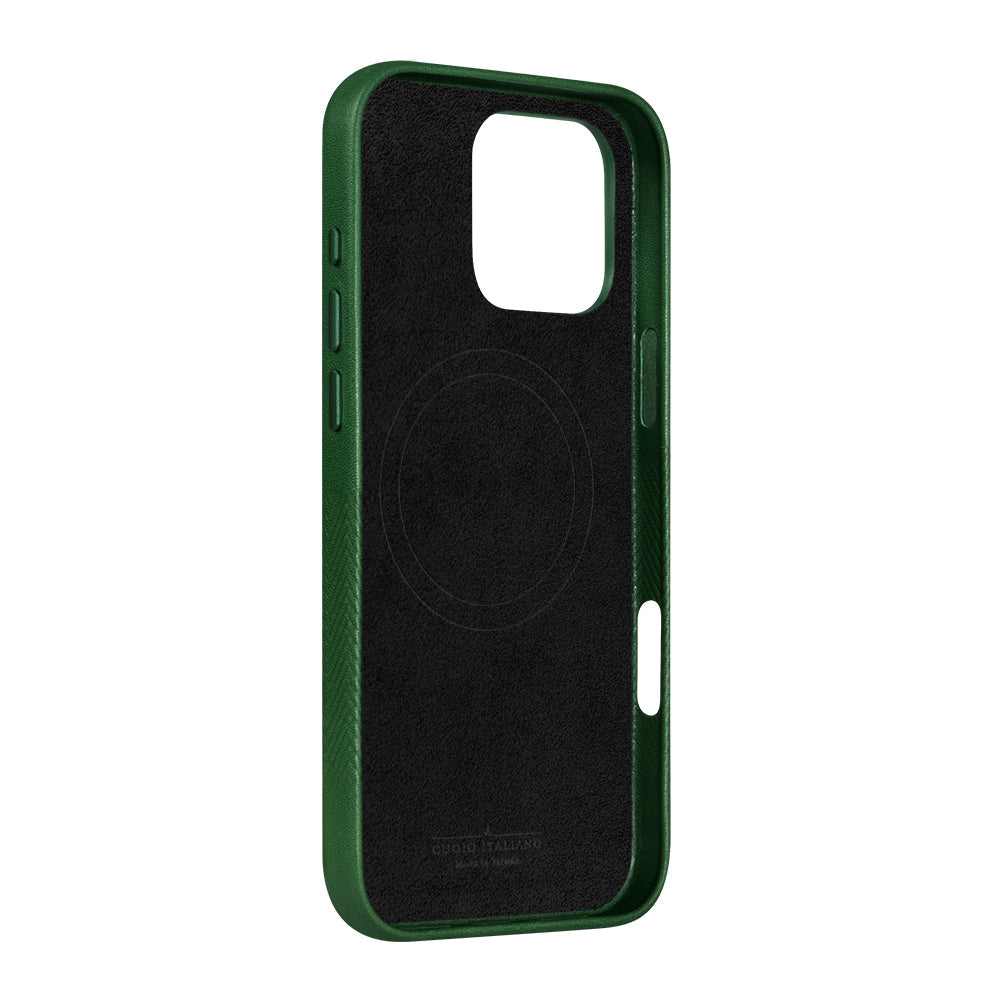 惜福品 - iPhone 16 Pro Max - Herring 磁吸壓紋皮革手機殼 - 森林綠