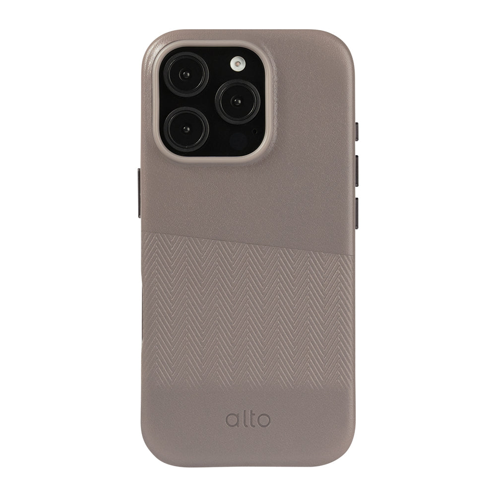 iPhone 16 Pro - Herring 磁吸壓紋皮革手機殼 - 礫石灰