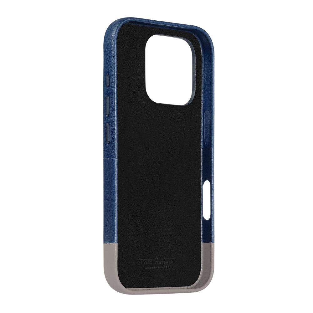 惜福品 - iPhone 16 Pro - Metro 插卡皮革手機殼 - 海軍藍/礫石灰