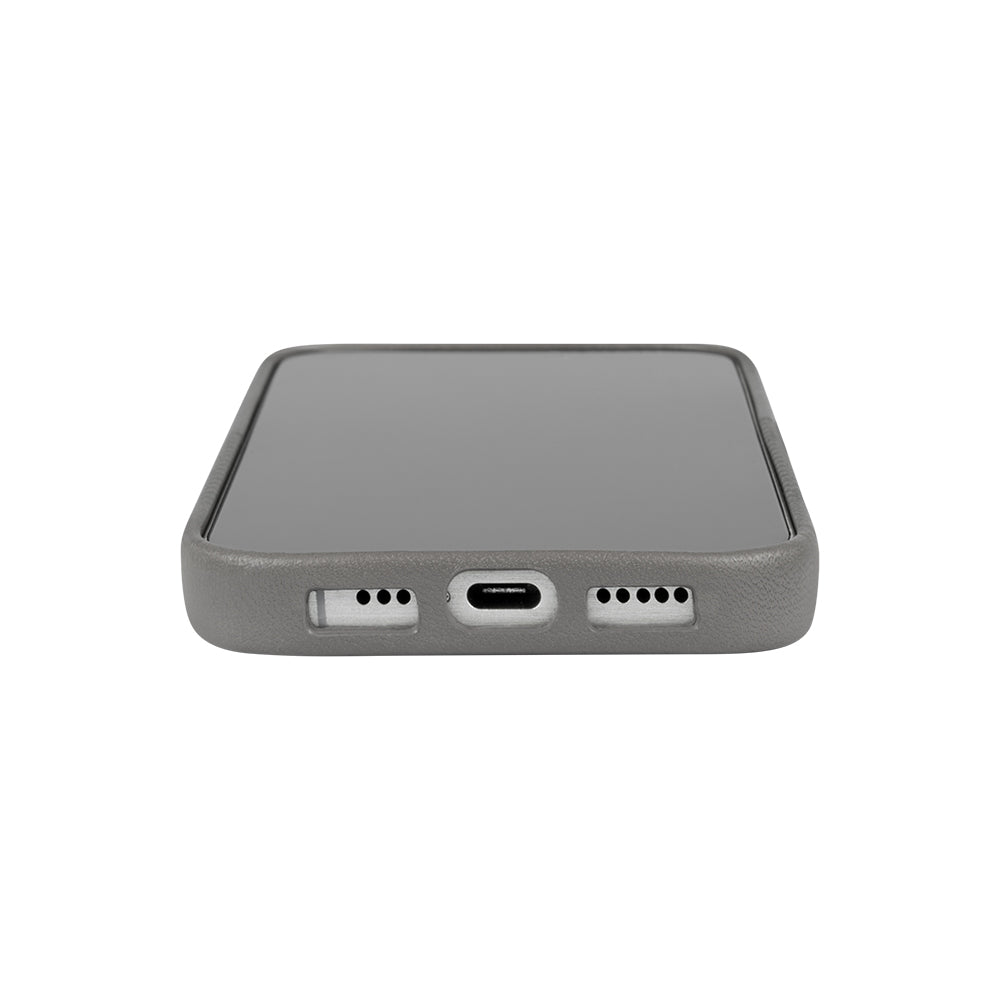 iPhone 16 - Herring 磁吸壓紋皮革手機殼 - 礫石灰
