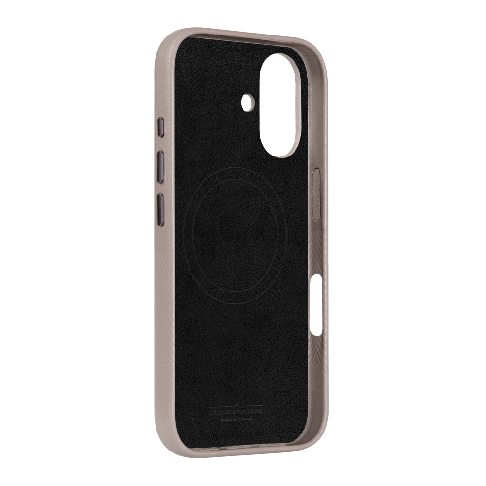 iPhone 16 - Herring 磁吸壓紋皮革手機殼 - 礫石灰