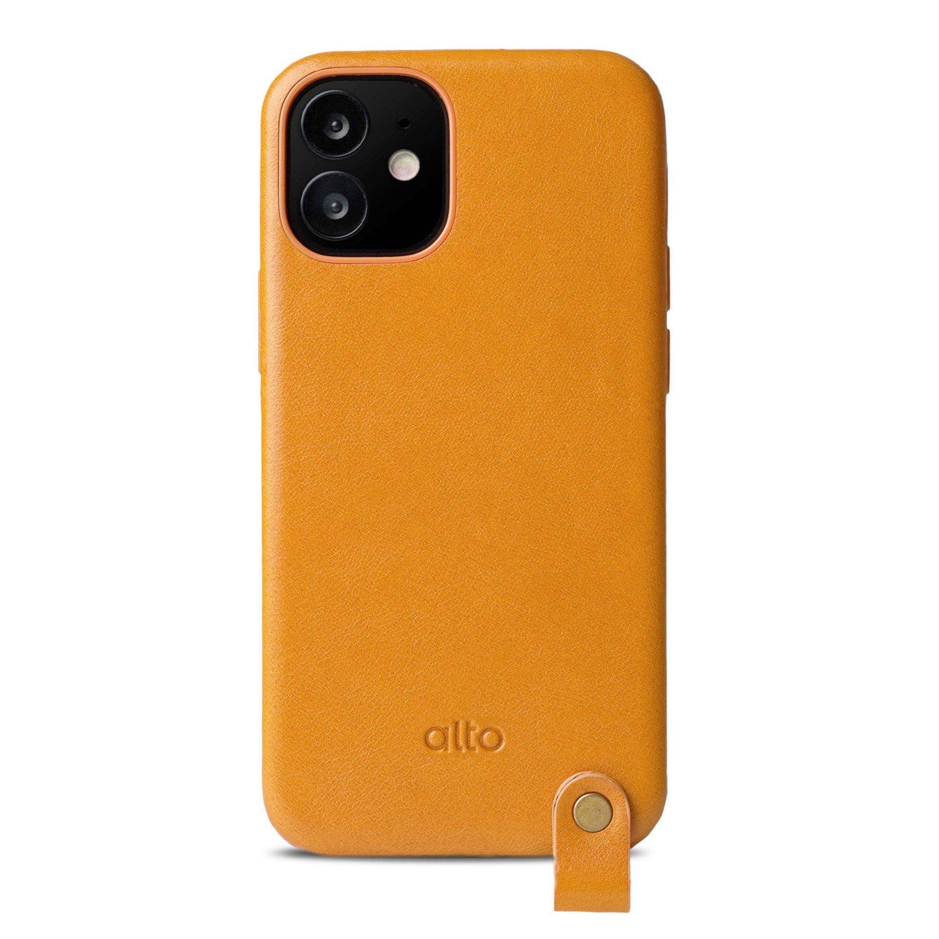 iPhone 12 mini - Anello 360 掛繩皮革手機殼 - 焦糖棕