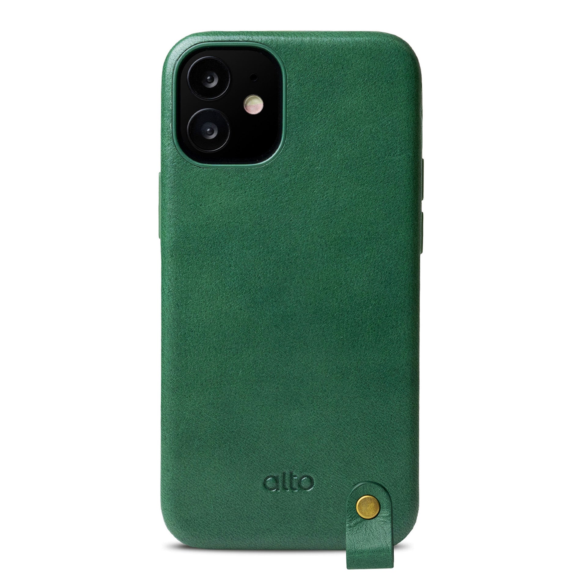 iPhone 12 mini - Anello 360 掛繩皮革手機殼 - 森林綠