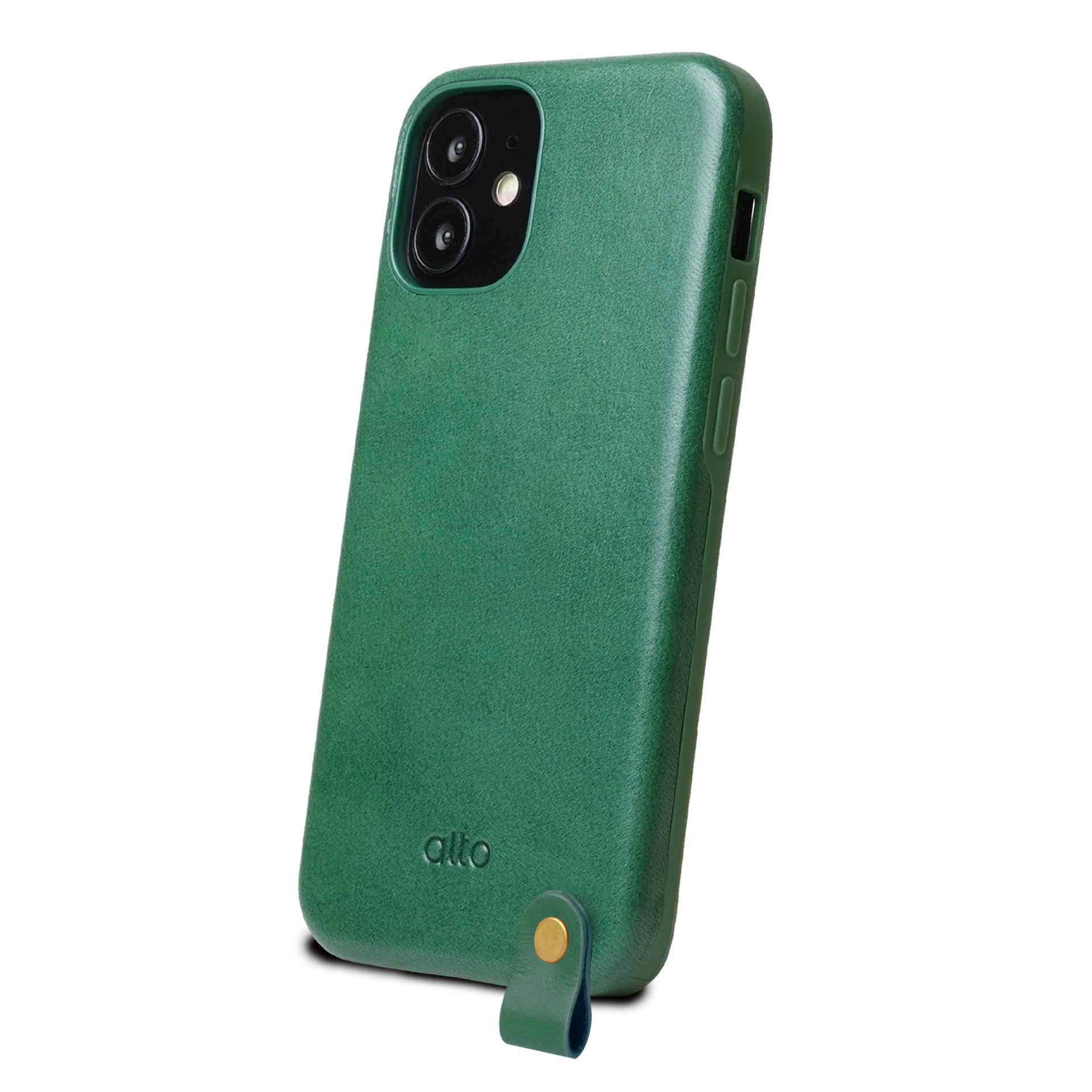 iPhone 12 mini - Anello 360 掛繩皮革手機殼 - 森林綠