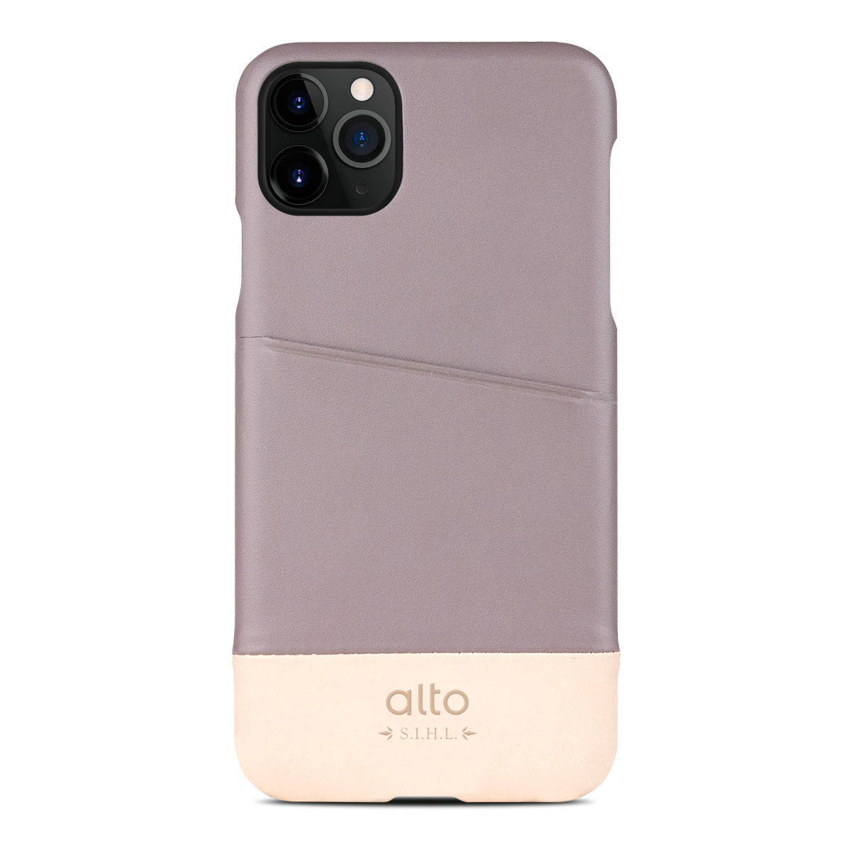 iPhone 11 Pro - Metro 插卡式皮革手機殼 - 礫石灰/本色