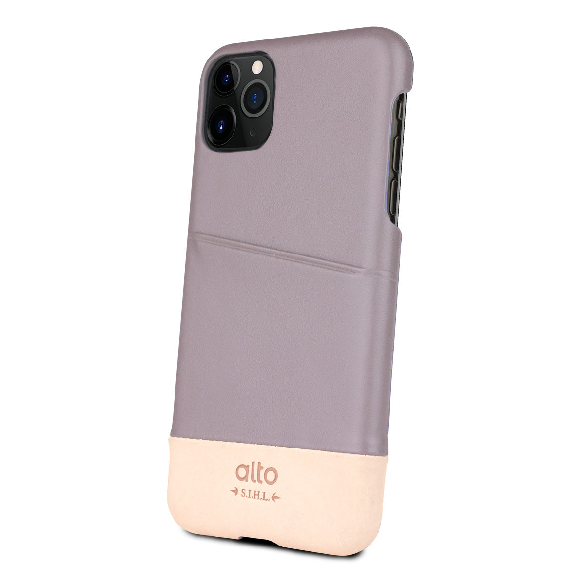 iPhone 11 Pro - Metro 插卡式皮革手機殼 - 礫石灰/本色