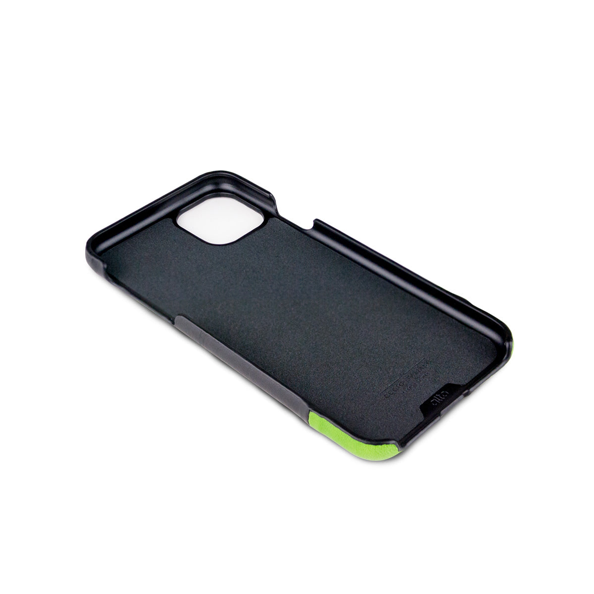 惜福品 - iPhone 11 Pro Max - Metro 插卡式皮革手機殼 - 渡鴉黑/萊姆綠